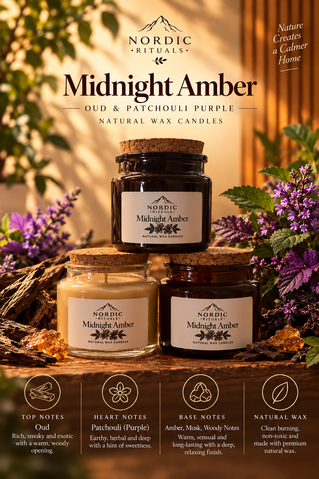 Midnight Amber - Natural Wax Candle